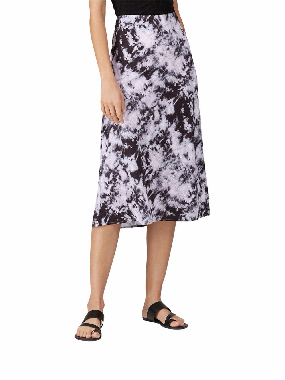 Sanctuary Black & Purple Tie-Dye Midi Skirt